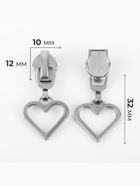 Бегунок для молнии «Спираль», №7, «Сердце», 10 шт., цвет никель - Фото 2