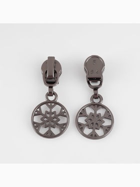 Бегунок для молнии «Спираль», №5, «Снежинка», 10 шт., цвет чёрный никель