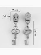 Бегунок для молнии «Спираль», №3, «Ключ», 10 шт., цвет никель - Фото 2