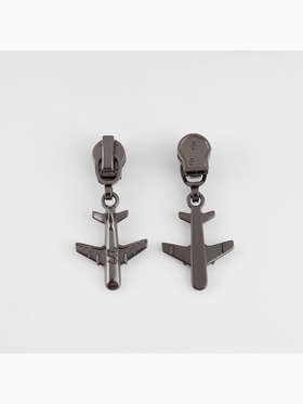 Бегунок для молнии «Спираль», №5, «Самолёт», цвет чёрный никель