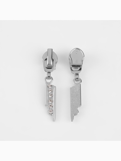 Бегунок для молнии «Спираль», №7, «Стразы», 10 шт., цвет никель