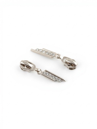 Бегунок для молнии «Спираль», №7, «Стразы», 10 шт., цвет никель