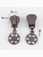 Бегунок для молнии «Трактор», №8, «Снежинка», 10 шт., цвет чёрный никель - Фото 2