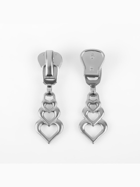 Бегунок для молнии «Трактор», №5, «Сердца», 10 шт., цвет никель