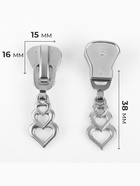 Бегунок для молнии «Трактор», №8, «Сердца», 10 шт., цвет никель - Фото 2