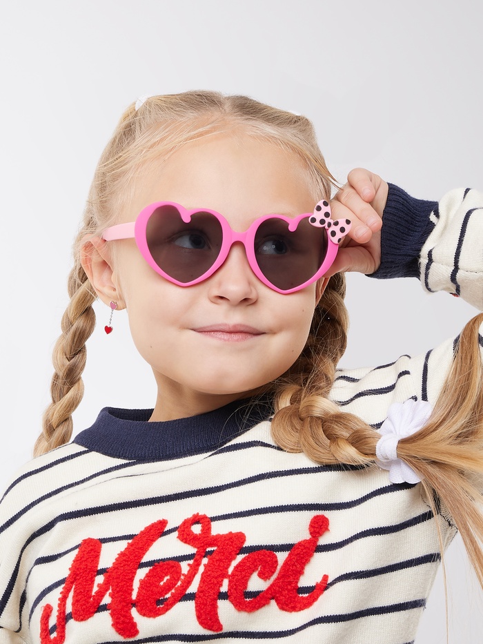 Очки солнцезащитные детские «OneSun. Сердечки», uv 400, линза 4.7×3.7 см, розовый - Фото 1