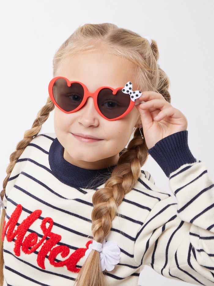 Очки солнцезащитные детские «OneSun. Сердечки», uv 400, линза 4.7×3.7 см, красный - Фото 1