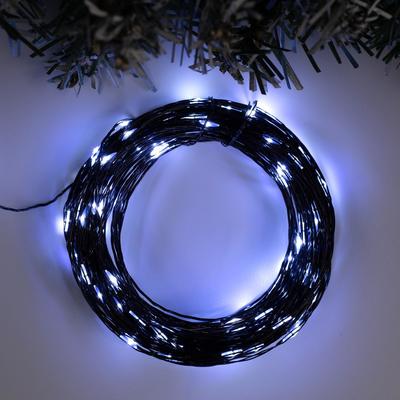 УЦЕНКА Гирлянда «Нить», 20 м, IP20, 200 LED, 12 В, чёрная нить, свечение белое