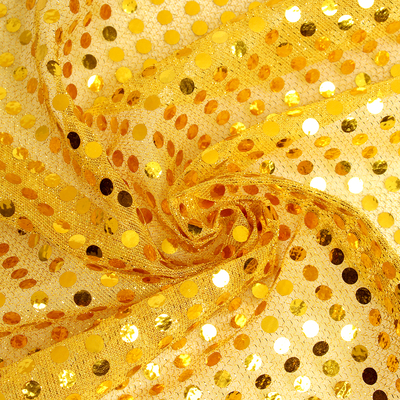 Отрез для рукоделия, сетка с пайетками, цвет жёлтый, 47,5 × 50 см