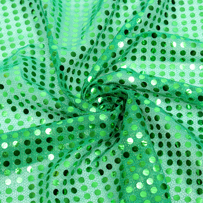 Отрез для рукоделия, сетка с пайетками, цвет зелёный, 47,5 × 50 см