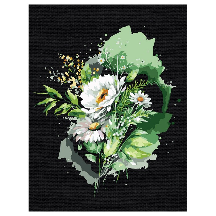 Картина по номерам на черном холсте «Цветы», 30 × 40 см