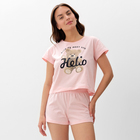 Пижама женская (футболка и шорты) KAFTAN Hello р. 40-42, розовый - фото 321626698