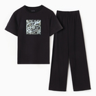 Пижама женская (футболка и брюки) KAFTAN  р. 44-46, черный - Фото 1