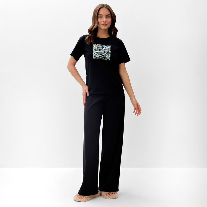 Пижама женская (футболка и брюки) KAFTAN  р. 48-50, черный - Фото 1