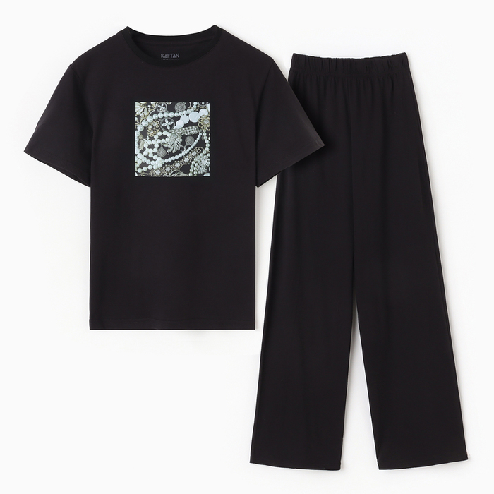 Пижама женская (футболка и брюки) KAFTAN  р. 48-50, черный - Фото 1