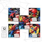 Тетрадь в клетку 12 листов, 5 видов МИКС, обложка мелованный картон, «Человек-паук» - Фото 1