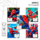 Тетрадь в клетку 12 листов, 5 видов МИКС, обложка мелованный картон, Человек-паук - фото 321515913