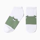 Носки женские укороченные "Медвежата", цвет белый/оливковый, р-р 23-25 - фото 321557999