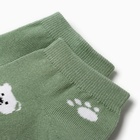 Носки женские укороченные "Медвежата", цвет белый/оливковый, р-р 23-25 (комплект 2 шт) - фото 24061630