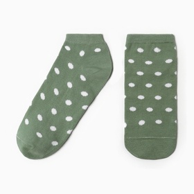 Носки женские укороченные "Горошек", цвет зеленый, р-р 23-25