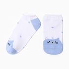 Носки женские укороченные "Котик", цвет белый/голубой, р-р 23-25 - фото 12207959