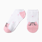 Носки женские укороченные "Котик", цвет белый/розовый, р-р 23-25 - фото 321558047