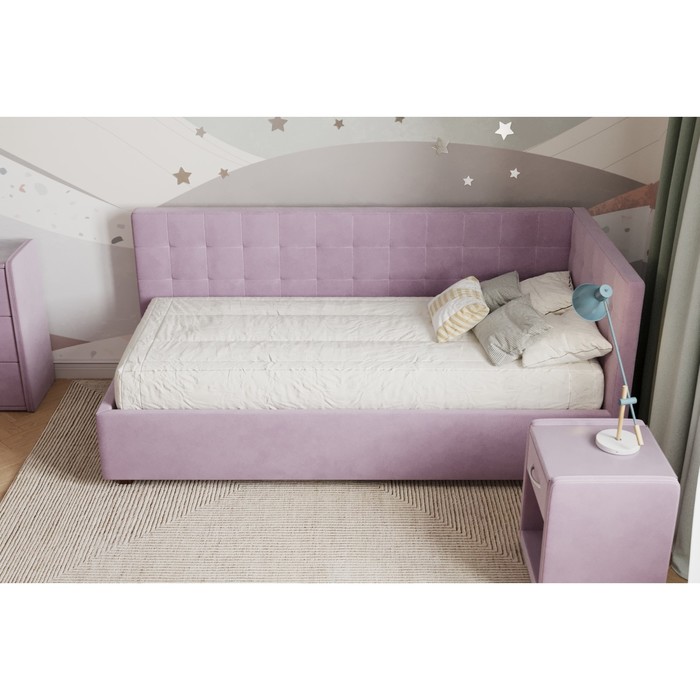 Кровать «Версаль» с ПМ, 100×190 см, с бортиком, премиум велюр, цвет бутоны вишни - фото 1909628075
