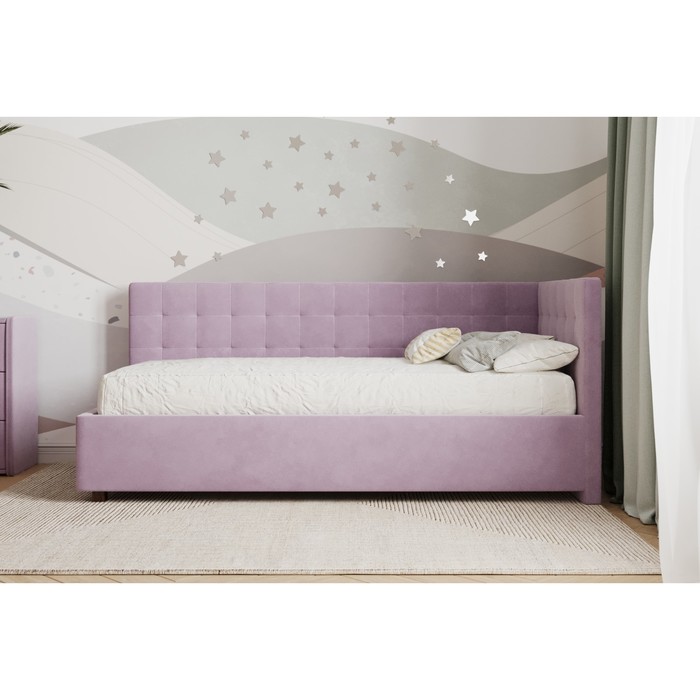 Кровать «Версаль» с ПМ, 100×190 см, с бортиком, премиум велюр, цвет бутоны вишни - фото 1909628076