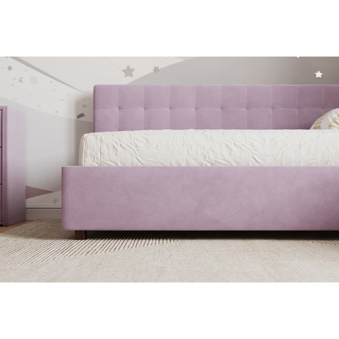 Кровать «Версаль» с ПМ, 100×190 см, с бортиком, премиум велюр, цвет бутоны вишни - фото 1909628077