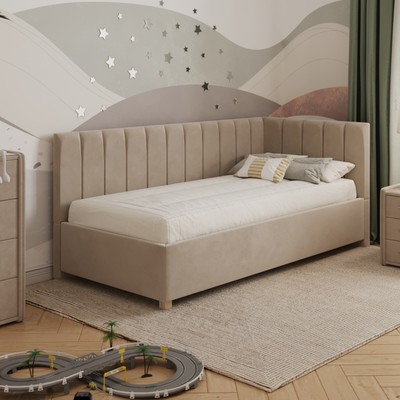 Кровать «Помпиду» без ПМ, 80×190 см, премиум велюр, цвет песчаный бриз