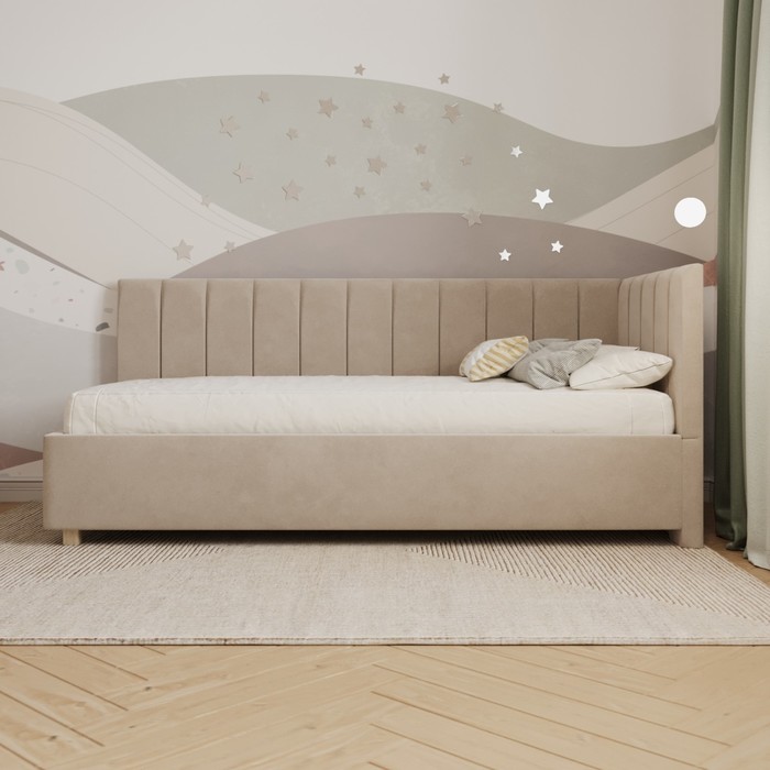 Кровать «Помпиду» без ПМ, 80×190 см, премиум велюр, цвет песчаный бриз - фото 1928616802