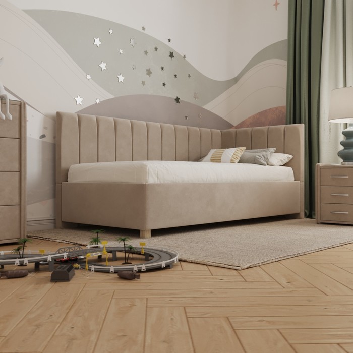 Кровать «Помпиду» без ПМ, 80×190 см, премиум велюр, цвет песчаный бриз - фото 1928616804