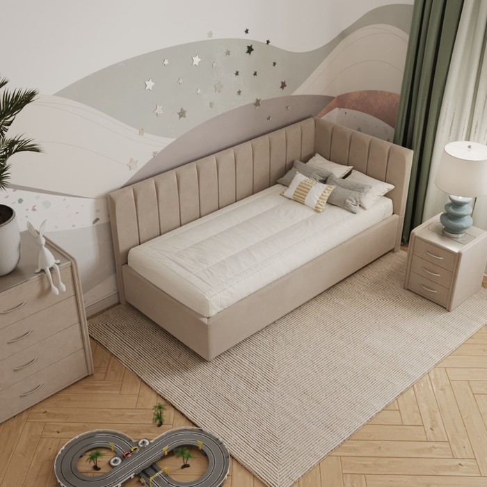 Кровать «Помпиду» без ПМ, 80×190 см, премиум велюр, цвет песчаный бриз - фото 1928616805