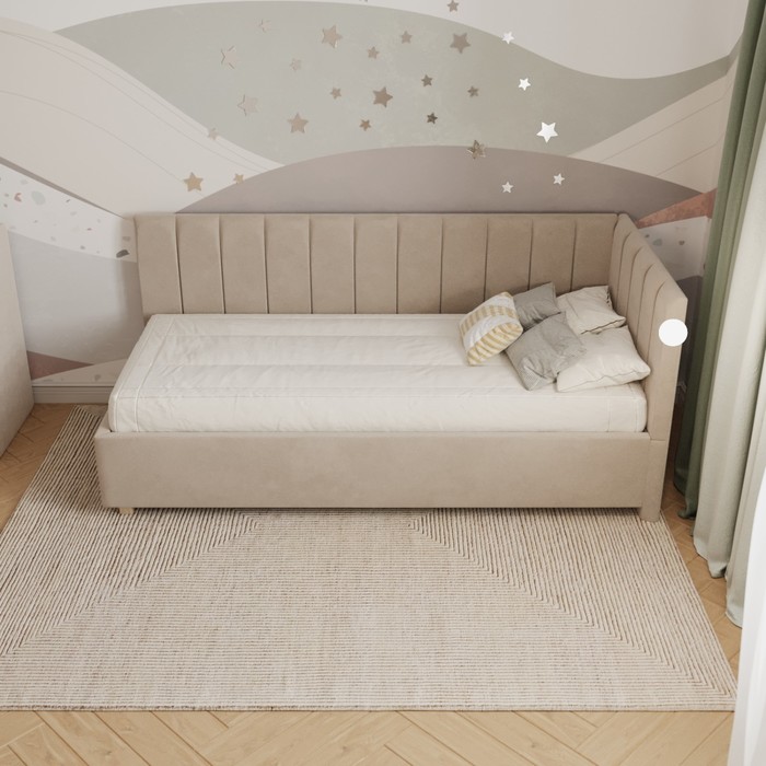 Кровать «Помпиду» без ПМ, 80×190 см, премиум велюр, цвет песчаный бриз - фото 1928616806