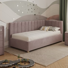 Кровать «Помпиду» с ПМ, 90×190 см, премиум велюр, цвет пыльная роза