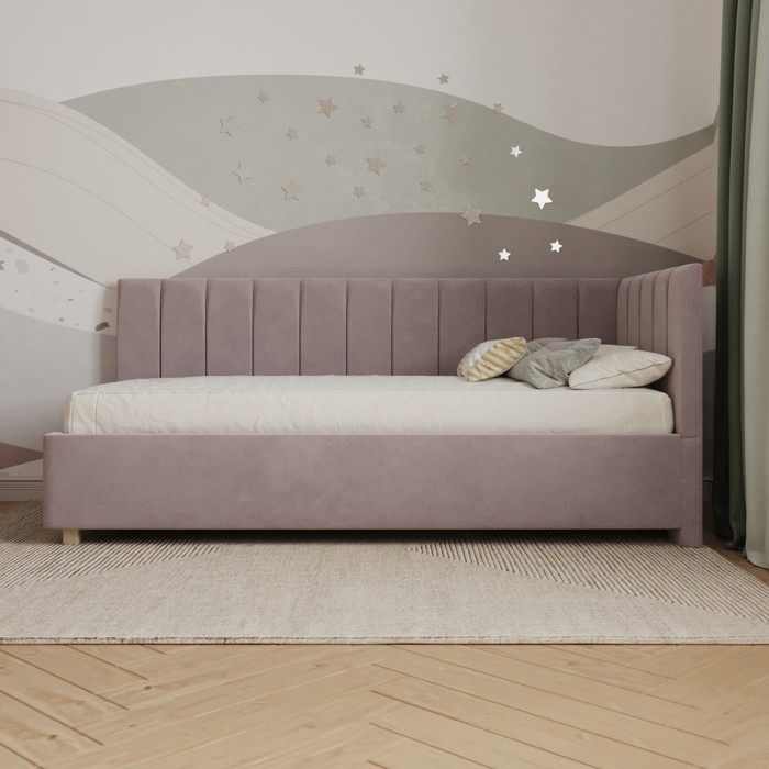 Кровать «Помпиду» с ПМ, 90×190 см, премиум велюр, цвет пыльная роза - фото 1928616892