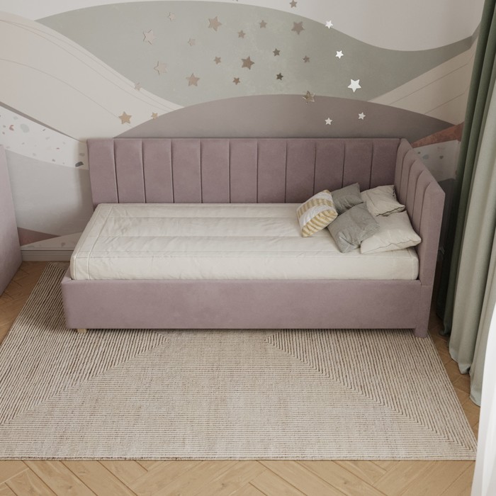 Кровать «Помпиду» с ПМ, 90×190 см, премиум велюр, цвет пыльная роза - фото 1928616896