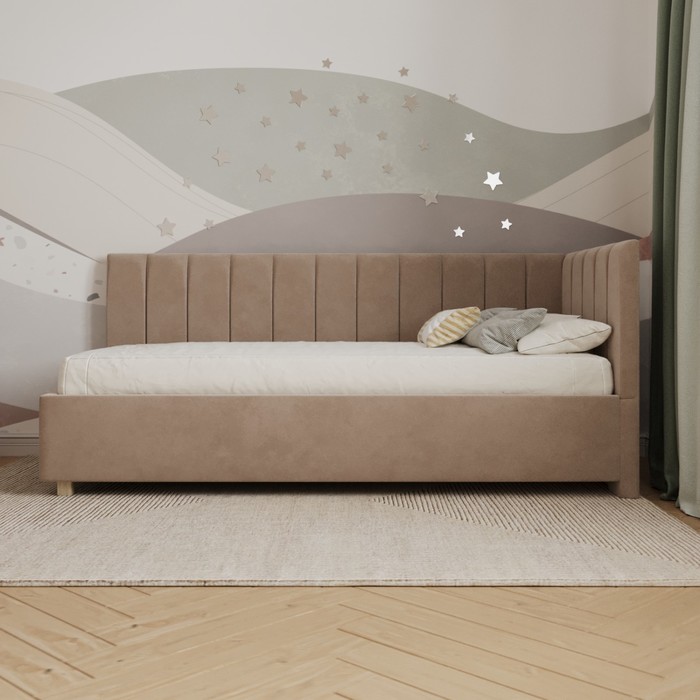 Кровать «Помпиду» без ПМ, 80×190 см, премиум велюр, цвет пески касабланки - фото 1928617078