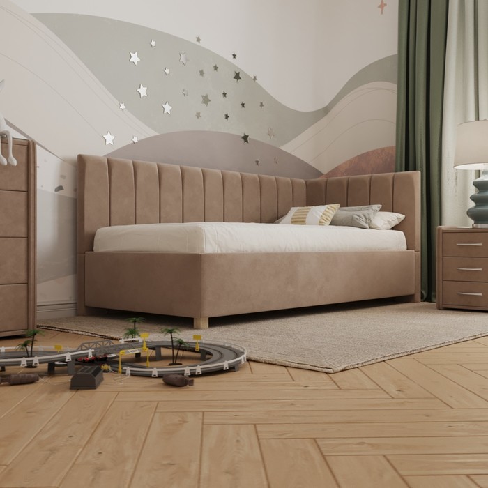 Кровать «Помпиду» без ПМ, 80×190 см, премиум велюр, цвет пески касабланки - фото 1928617080