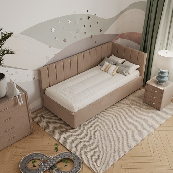 Кровать «Помпиду» без ПМ, 80×190 см, премиум велюр, цвет пески касабланки - фото 1928617081