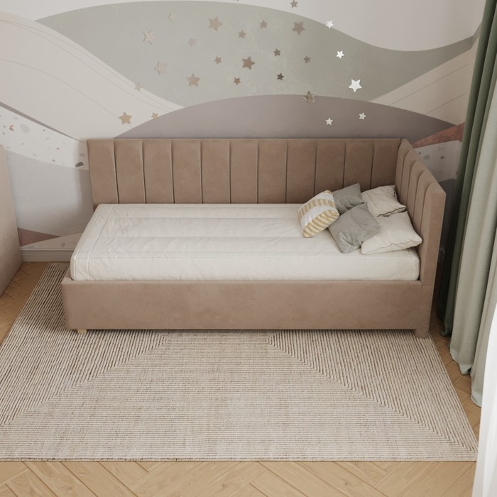 Кровать «Помпиду» без ПМ, 110×210 см, премиум велюр, цвет пески касабланки - фото 1928617148