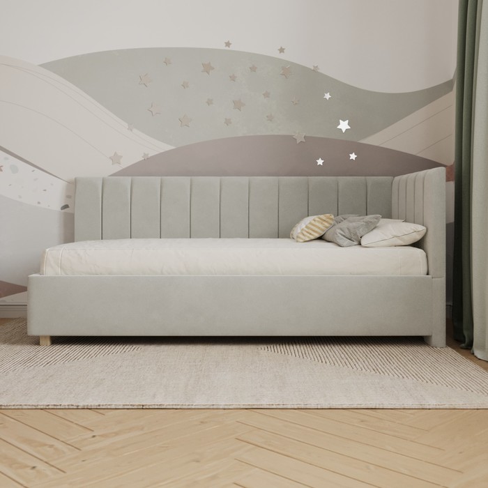Кровать «Помпиду» без ПМ, 100×190 см, премиум велюр, цвет лунный луч - фото 1909628627