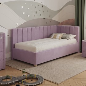 Кровать «Помпиду» без ПМ, 80×190 см, премиум велюр, цвет бутоны вишни