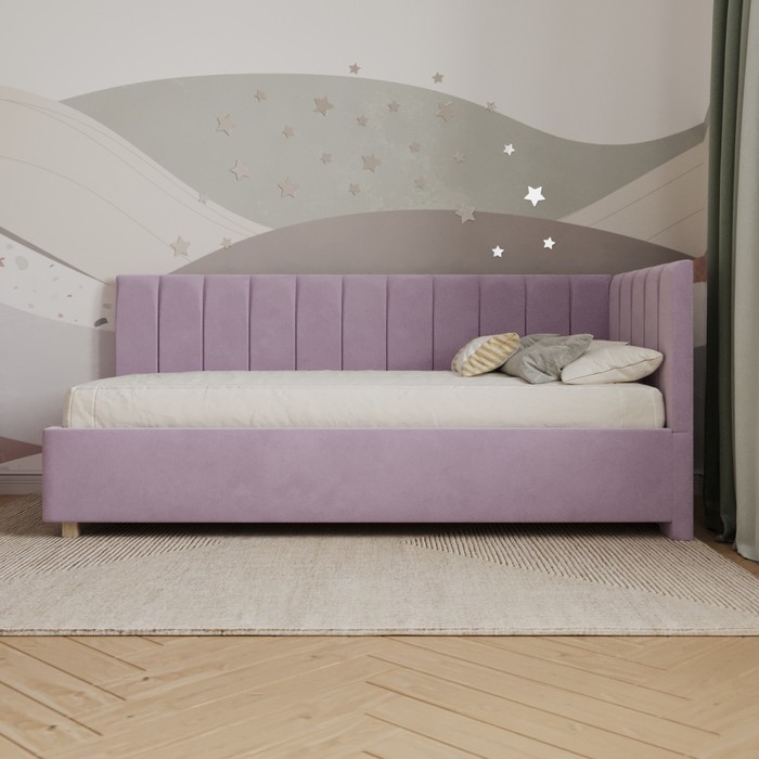 Кровать «Помпиду» без ПМ, 80×190 см, премиум велюр, цвет бутоны вишни - фото 1928617259