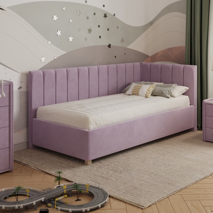 Кровать «Помпиду» без ПМ, 100×190 см, премиум велюр, цвет бутоны вишни - фото 1909628717