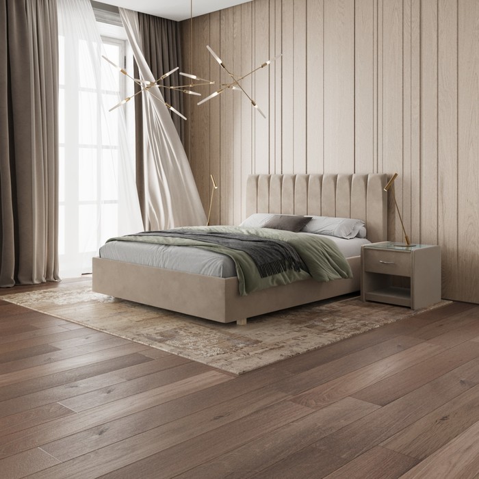 Кровать «Алькасар» без ПМ, 140×190 см, премиум велюр, цвет песчаный бриз - Фото 1