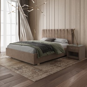 Кровать «Алькасар» без ПМ, 140×200 см, премиум велюр, цвет пески касабланки