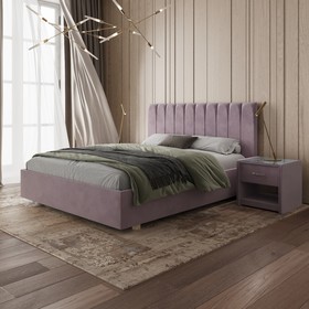 Кровать «Алькасар» без ПМ, 140×190 см, премиум велюр, цвет бутоны вишни