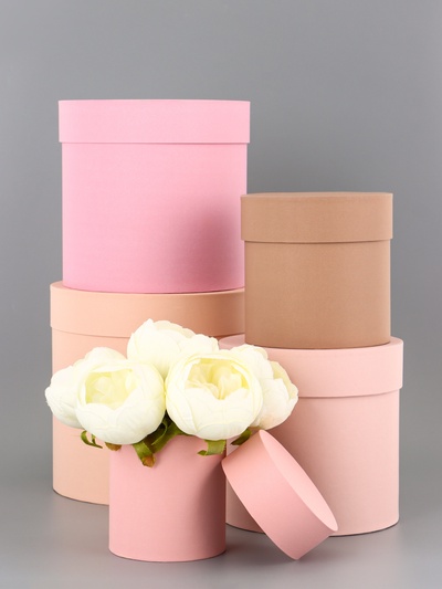 Набор круглых подарочных коробок 5 в 1 «Крема», 20×20×20- 11×11×11 см