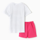 Комплект для девочки (футболка/шорты) "Клубничка", цвет белый/розовый, р.104-110 - Фото 5